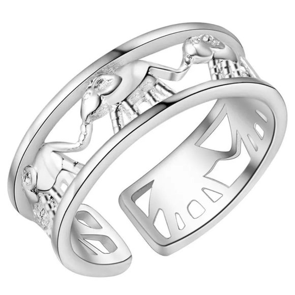 Jewelry - Elephant Adjustable Ring 925 Sterling Silver Heart Gift Ring